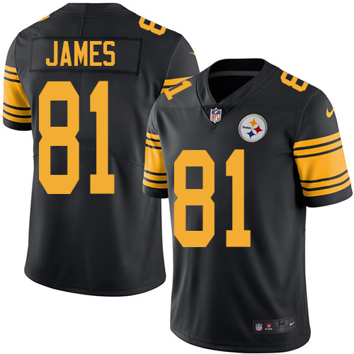 Nike Steelers #81 Jesse James Black Men's Stitched NFL Limited Rush Jersey